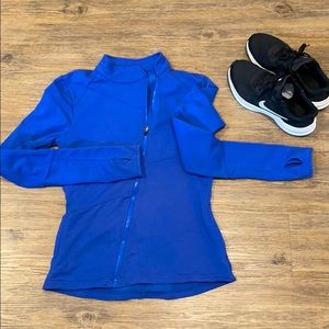 Blue Fabletics zip-up running sweatshirt